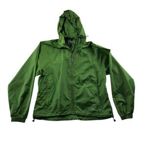 Sierra Designs Green Hooded Windbreaker Jacket Mens Large Full Zip Ripstop Shell